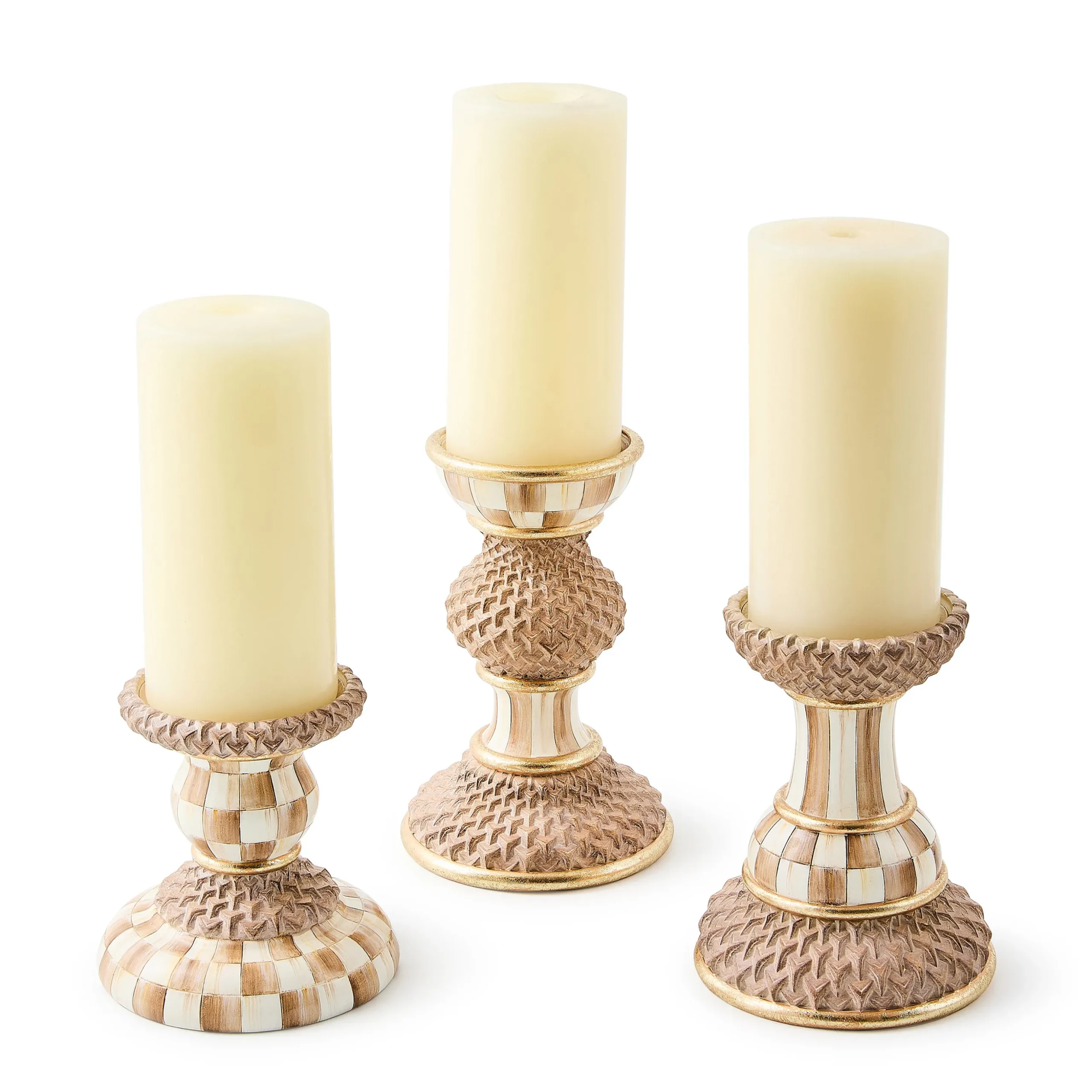 Mocha Pillar Candle Holders, Set of 3