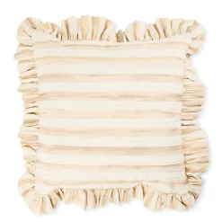 Mocha Stripe Throw Pillow with Ruffle