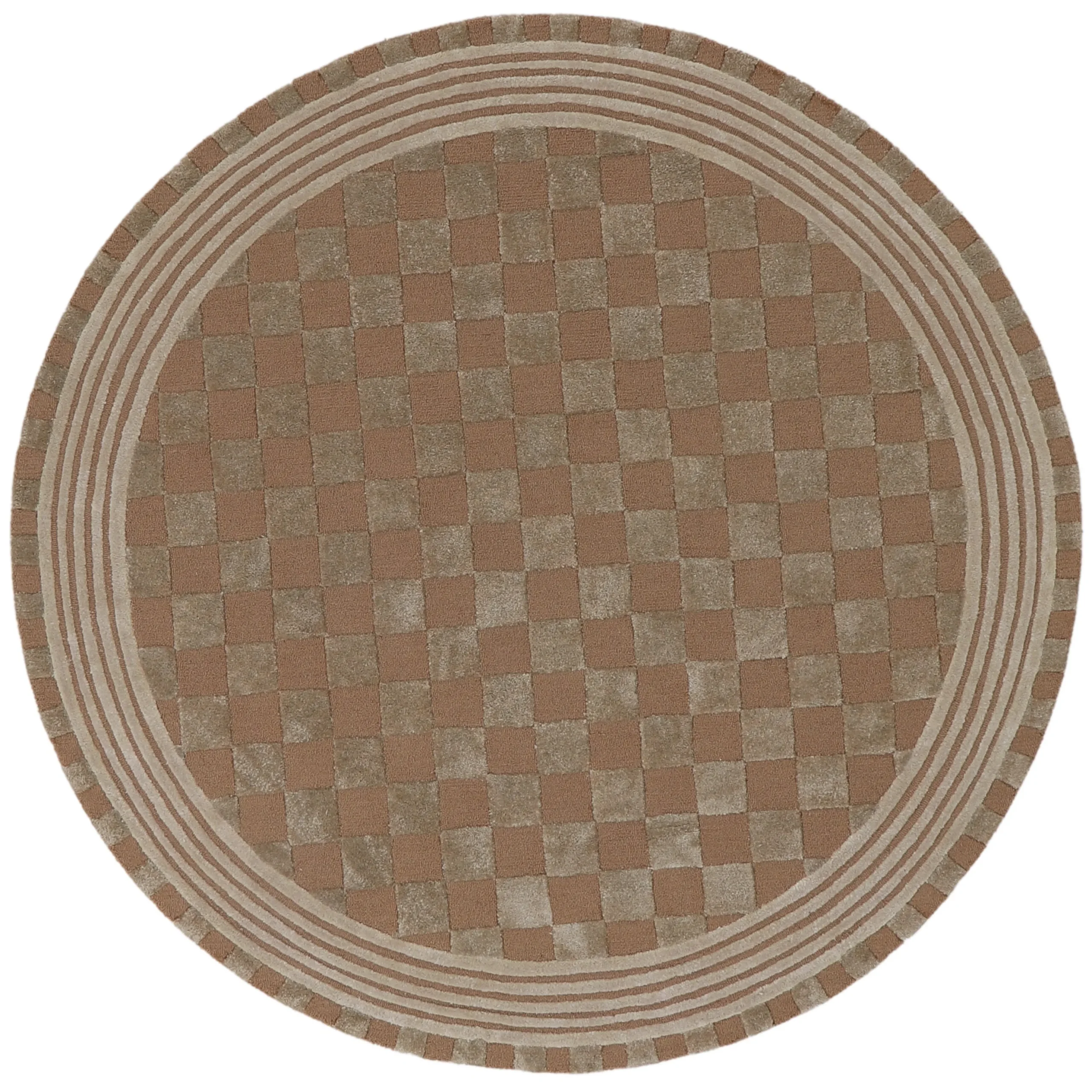 Mocha Tonal Check 6' Round Rug