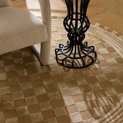 Mocha Tonal Check 6' Round Rug