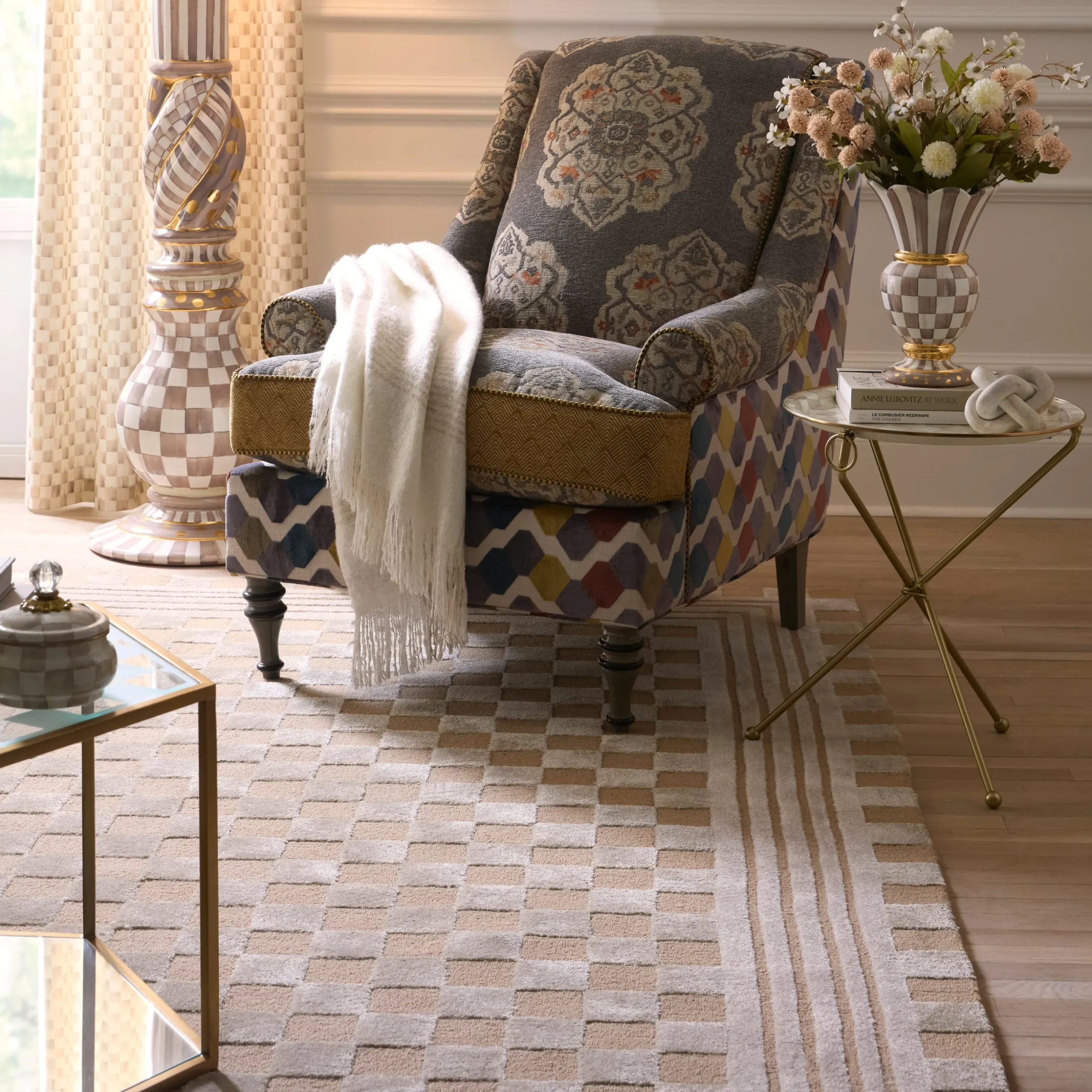 Mocha Tonal Check 8' x 10' Rug