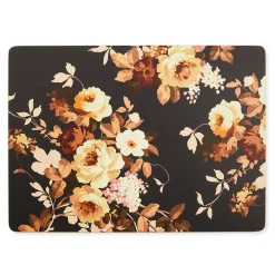 Mocha Wild Rose Cork Back Placemats, Set of 4