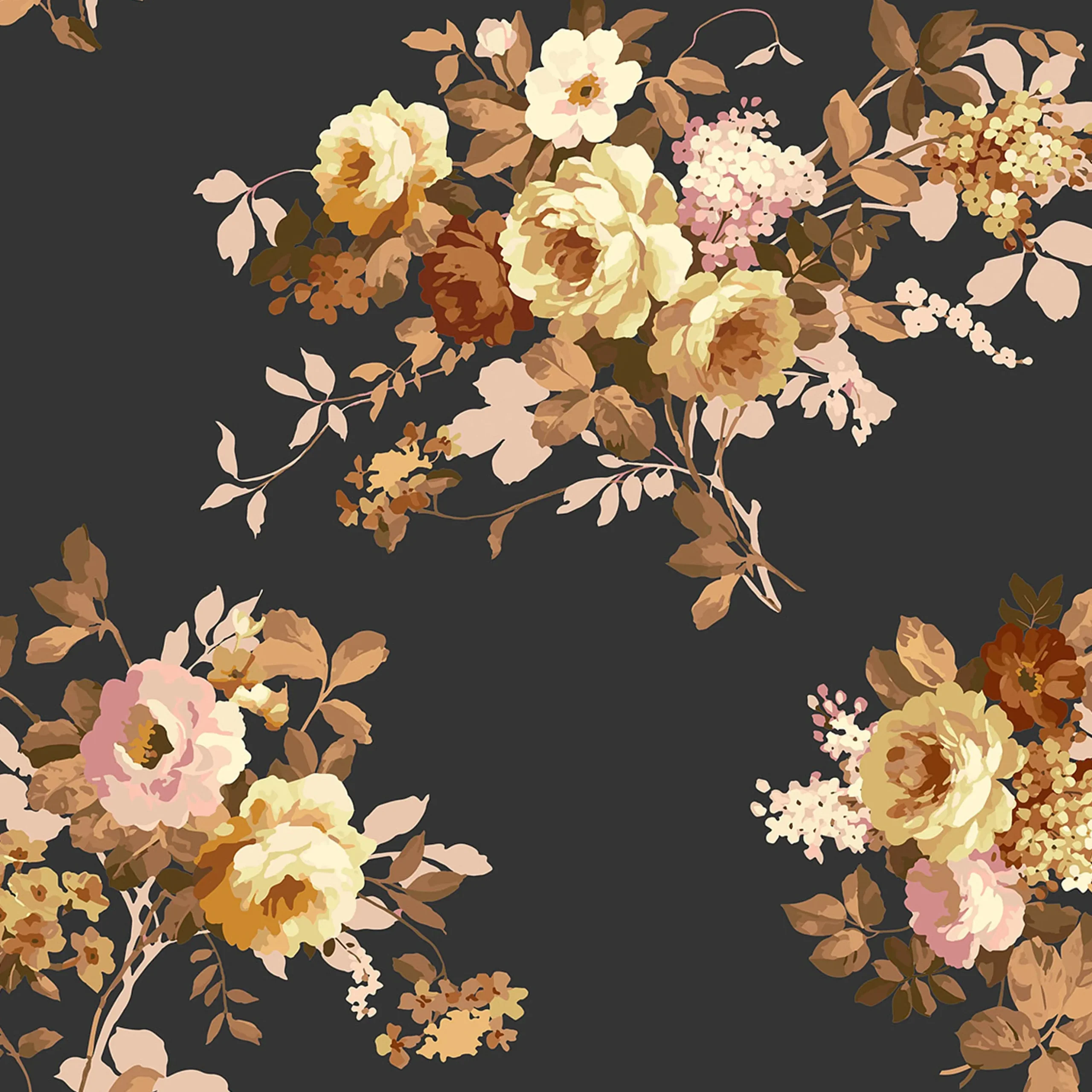 Mocha Wild Rose Peel & Stick Wallpaper