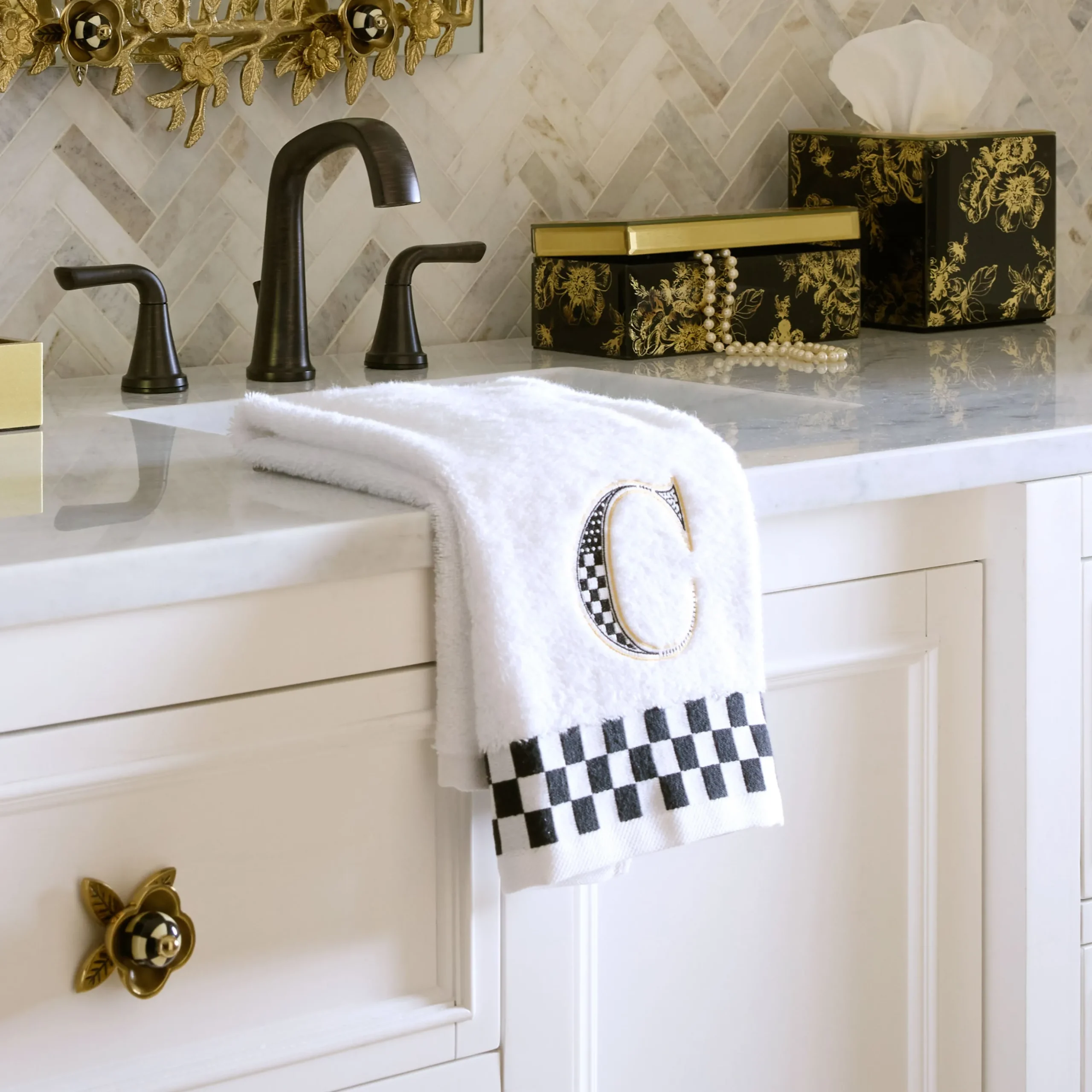 Monogram "C" Check Hand Towel