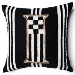 Monogram "I" Beaded Throw Pillow