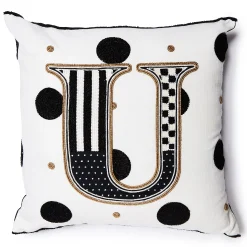 Monogram "U" Beaded Throw Pillow