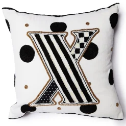 Monogram "X" Beaded Throw Pillow