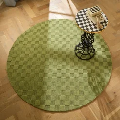 Moss Checkerboard 6' Round Rug