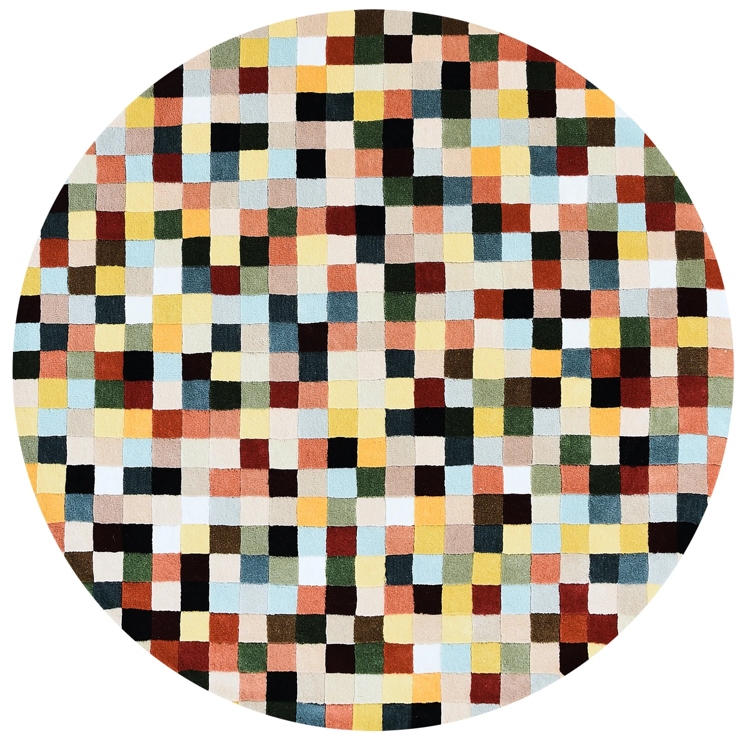 Multicolor Checkerboard 6' Round Rug