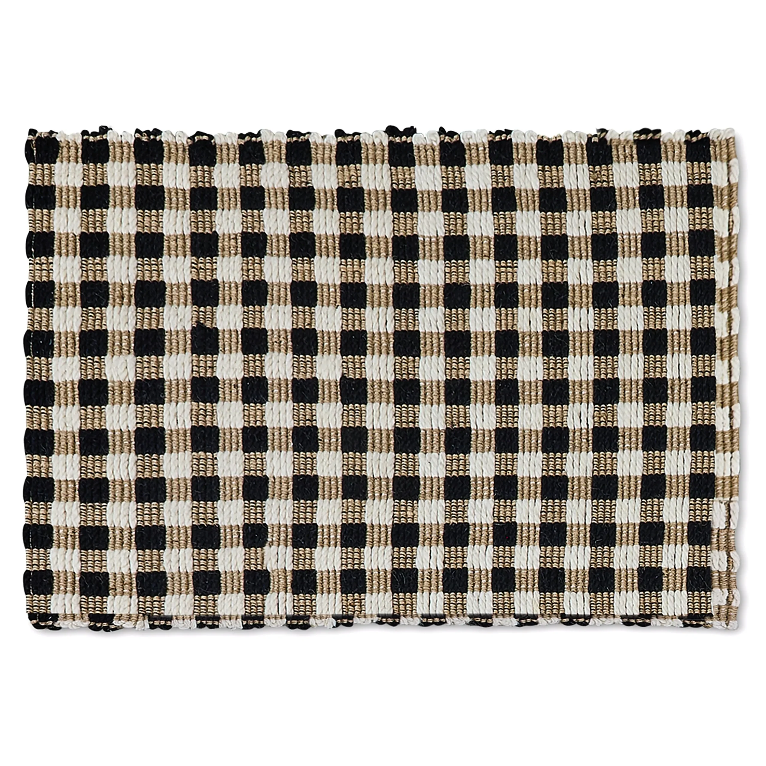 Natural, Black & White Checked 2' x 3' Rug