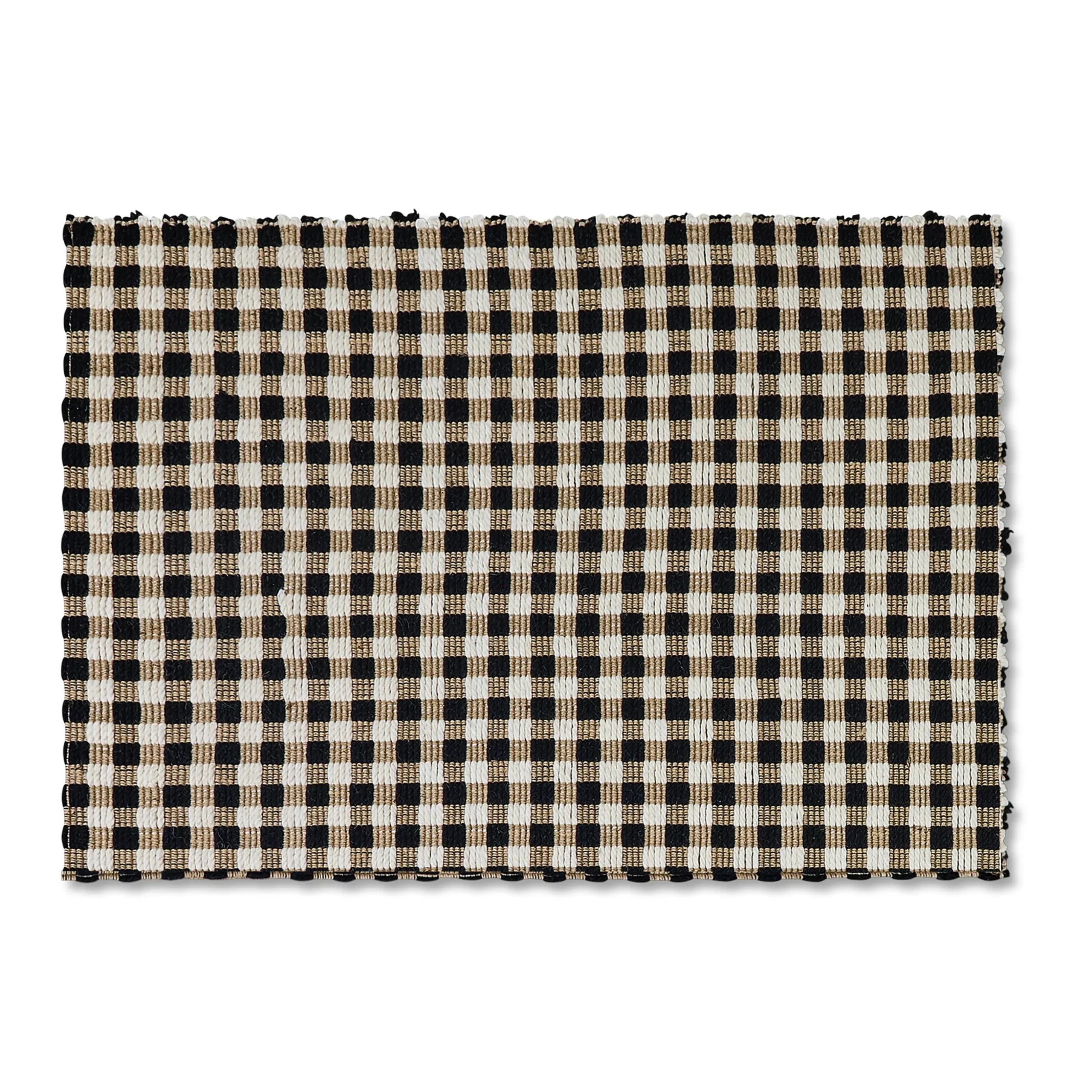 Natural, Black & White Checked 3' x 5' Rug