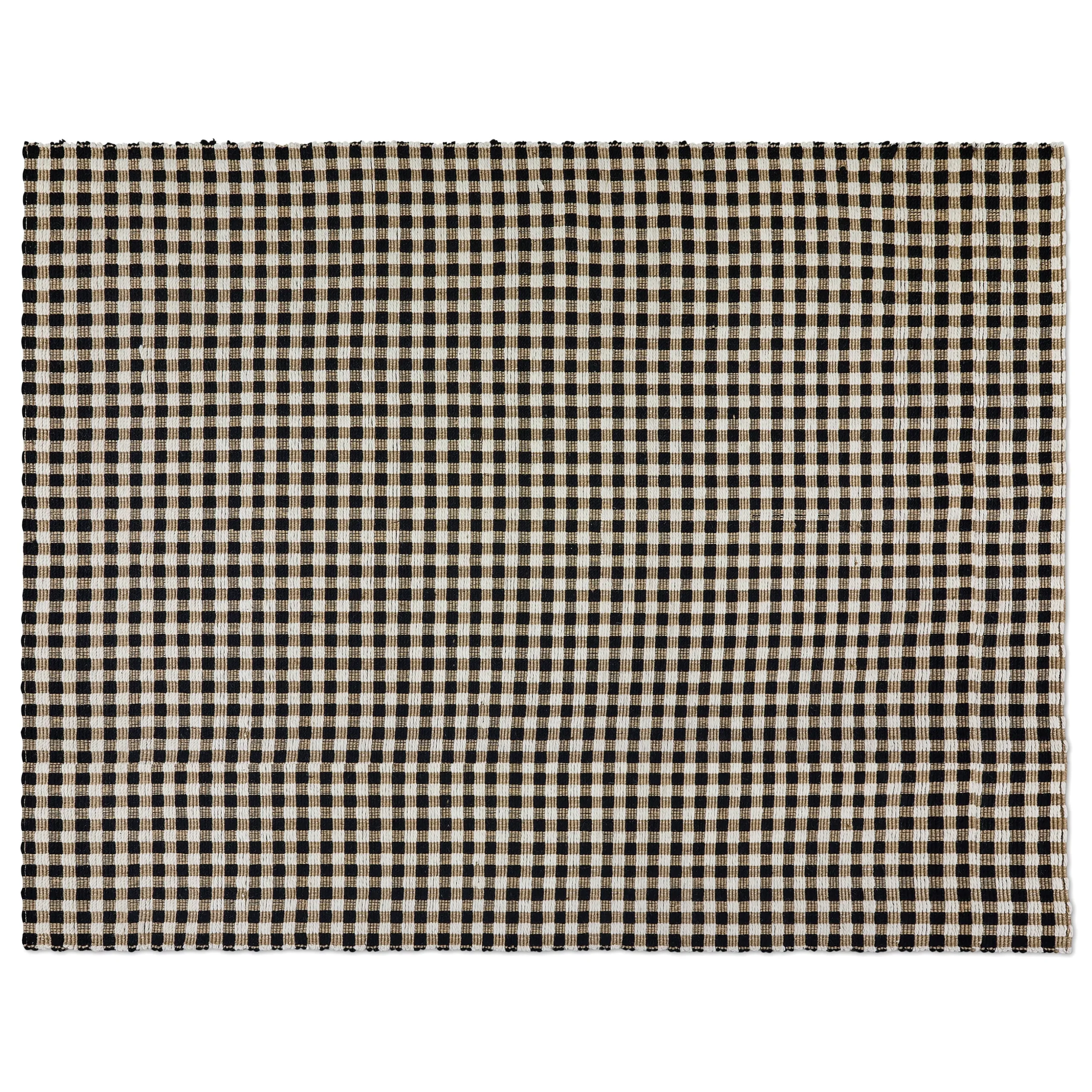 Natural, Black & White Checked 8' x 10' Rug