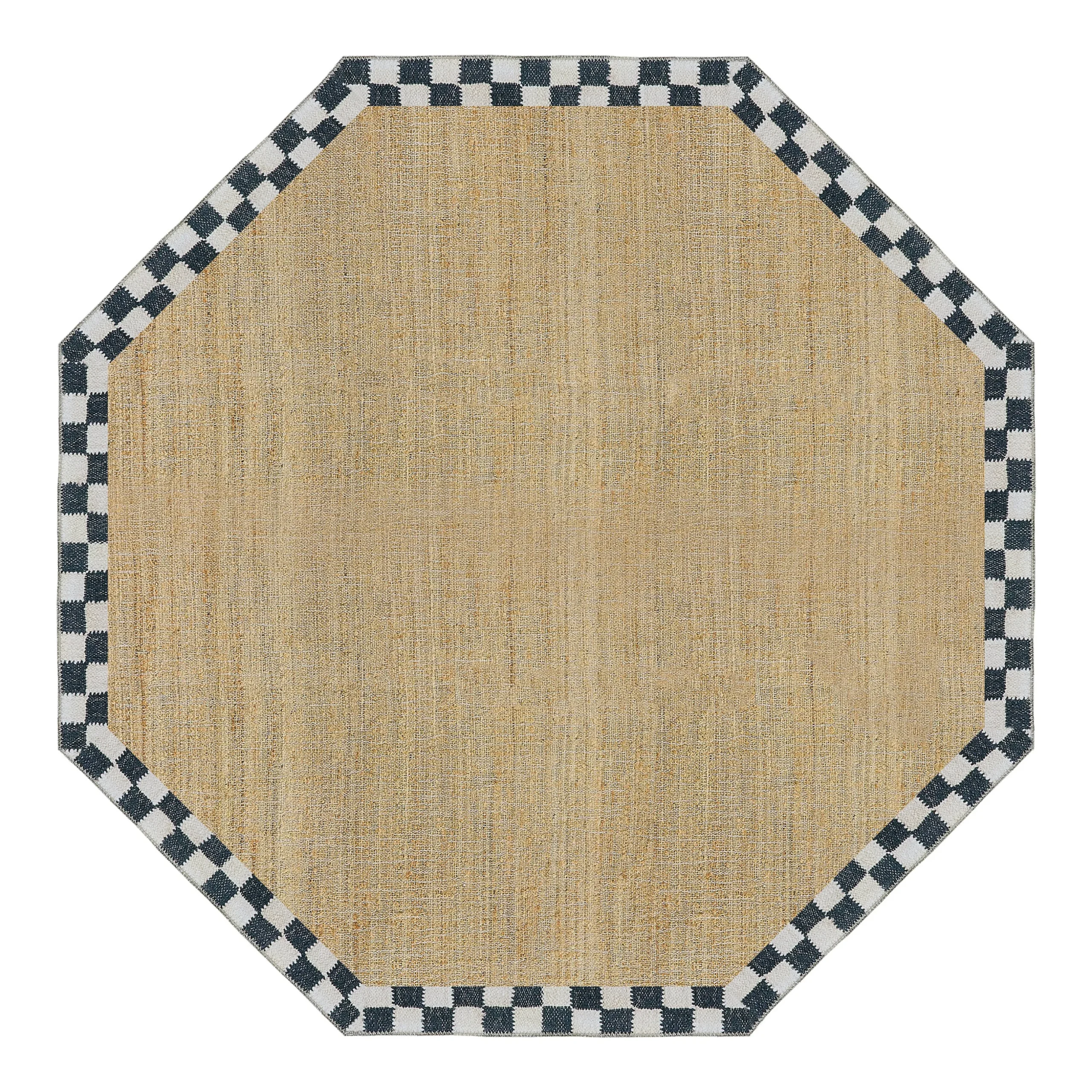 Naturals Check 6' Octagon Washable Rug