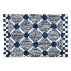 Navy Lattice & Dot Bath Rug