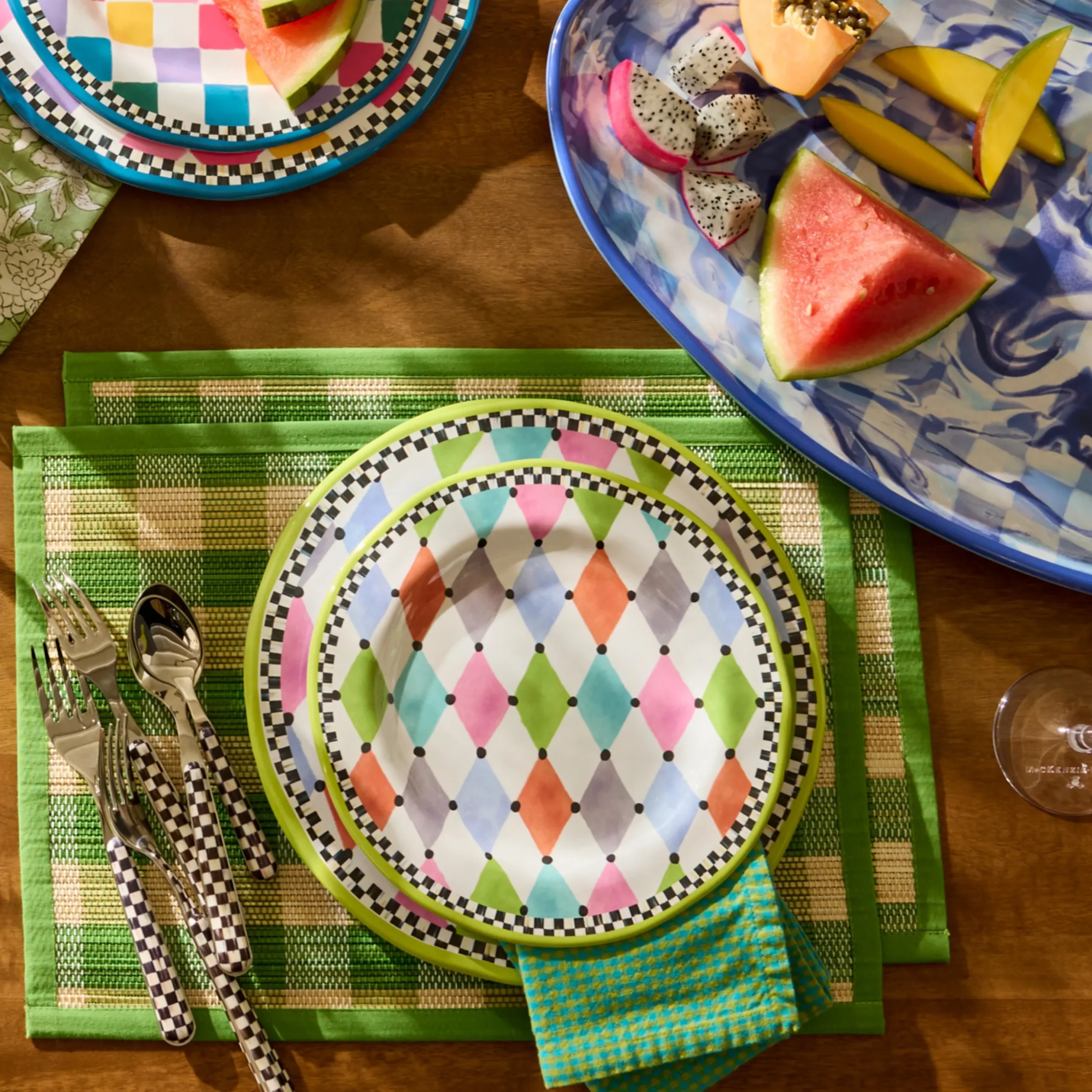 Palm Springs Melamine Dinner Plates, Set of 4