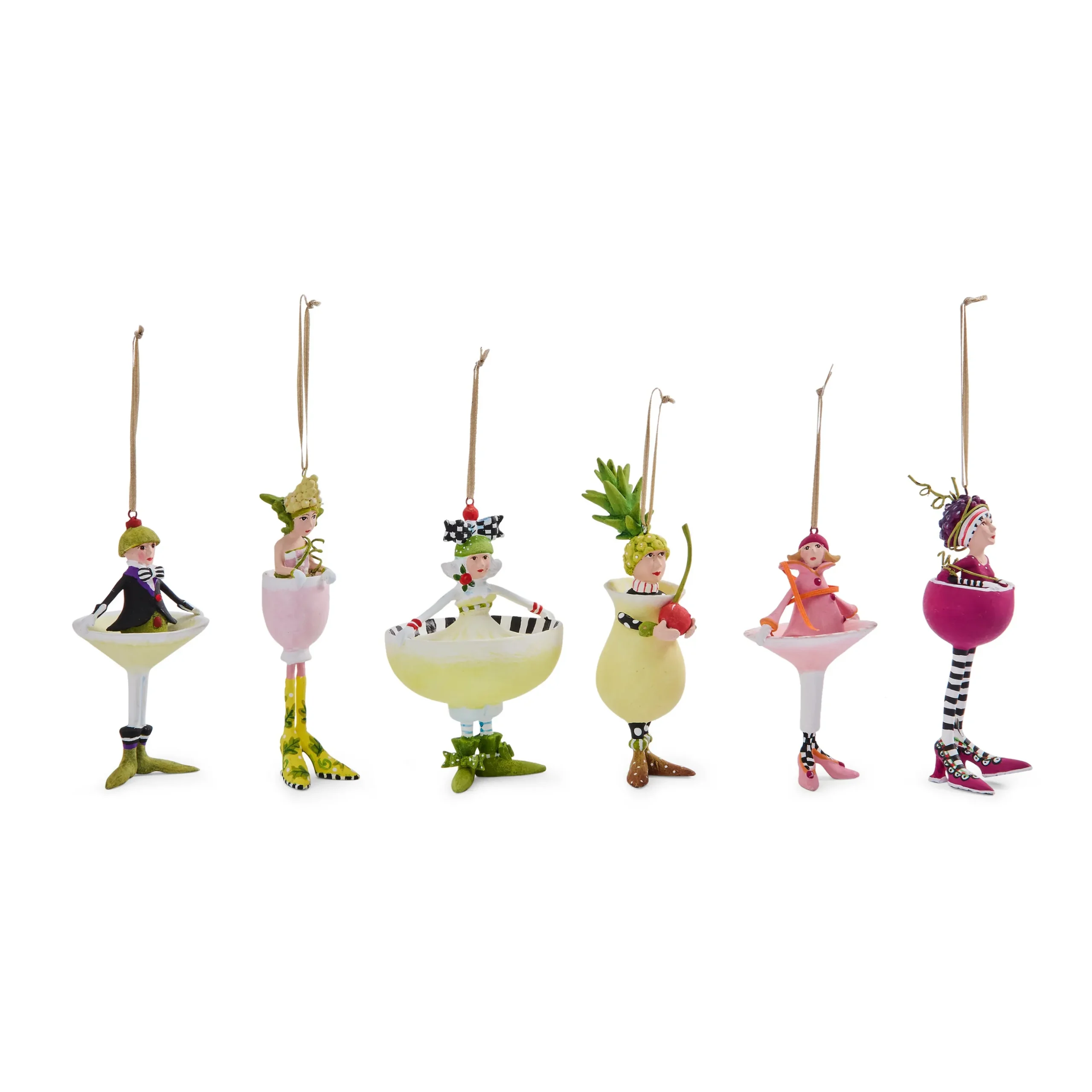 Patience Brewster Mini Cocktail Ornaments, Set of 6