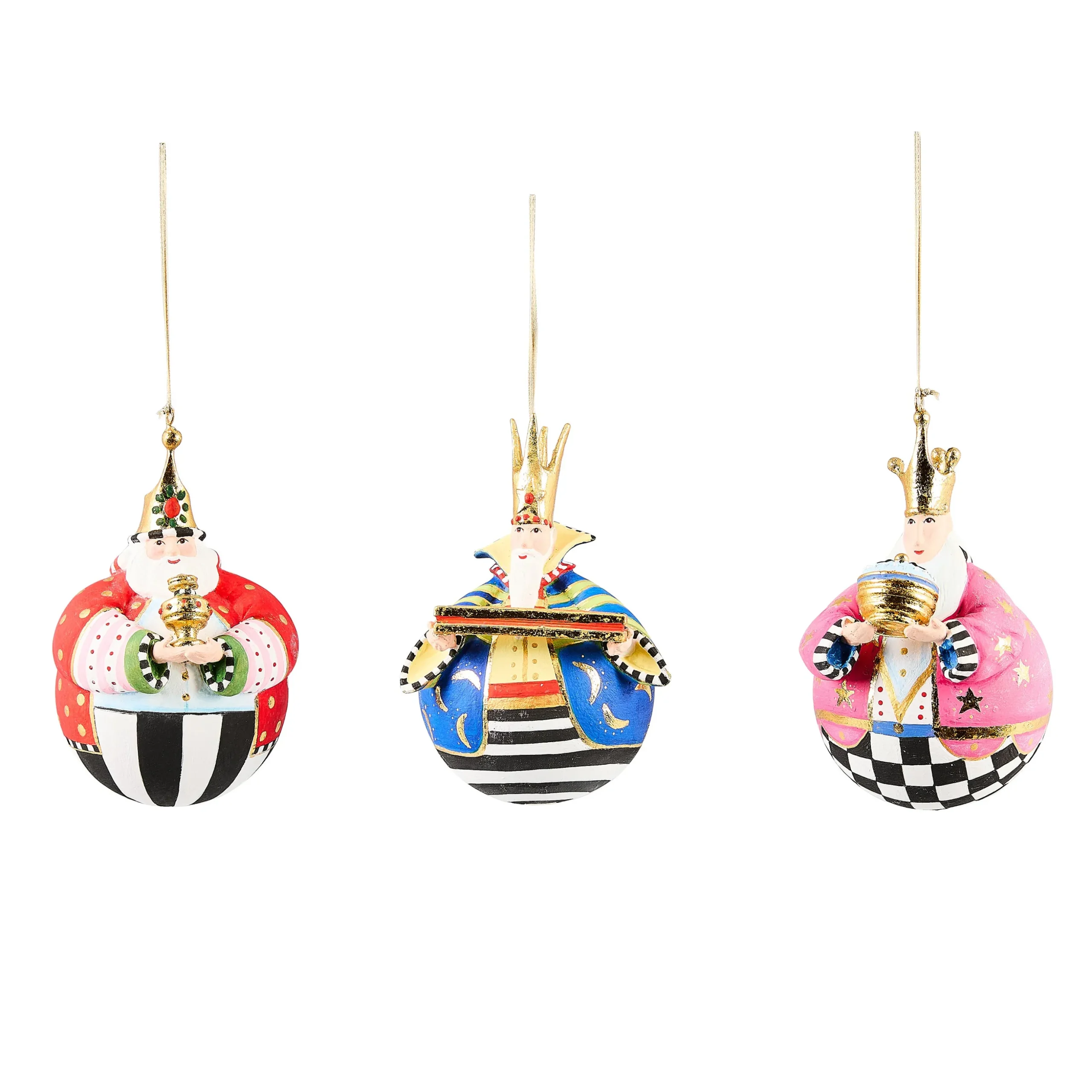 Patience Brewster Nativity Jolly Wisemen Ball Ornaments, Set of 3