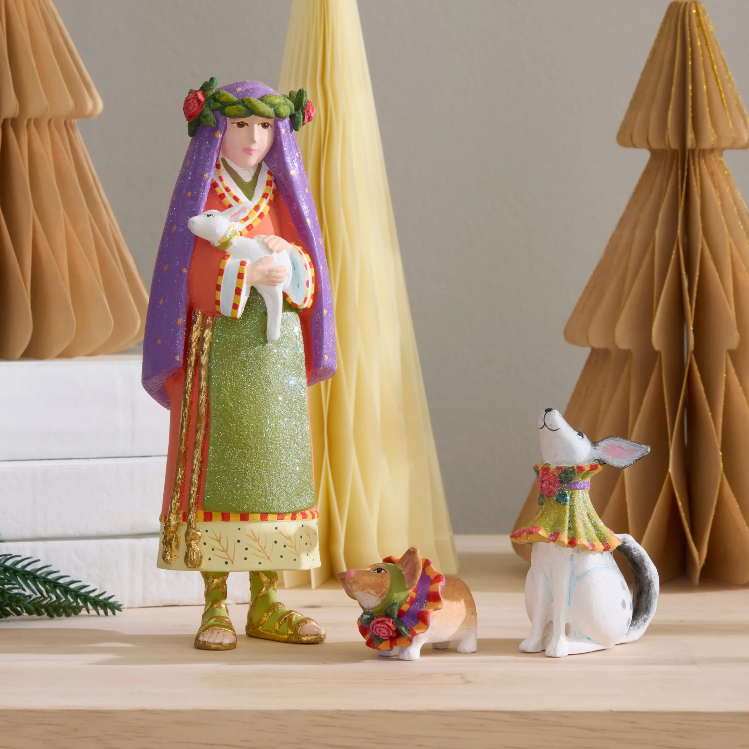 Patience Brewster Nativity Shepherdess with Dog Figures