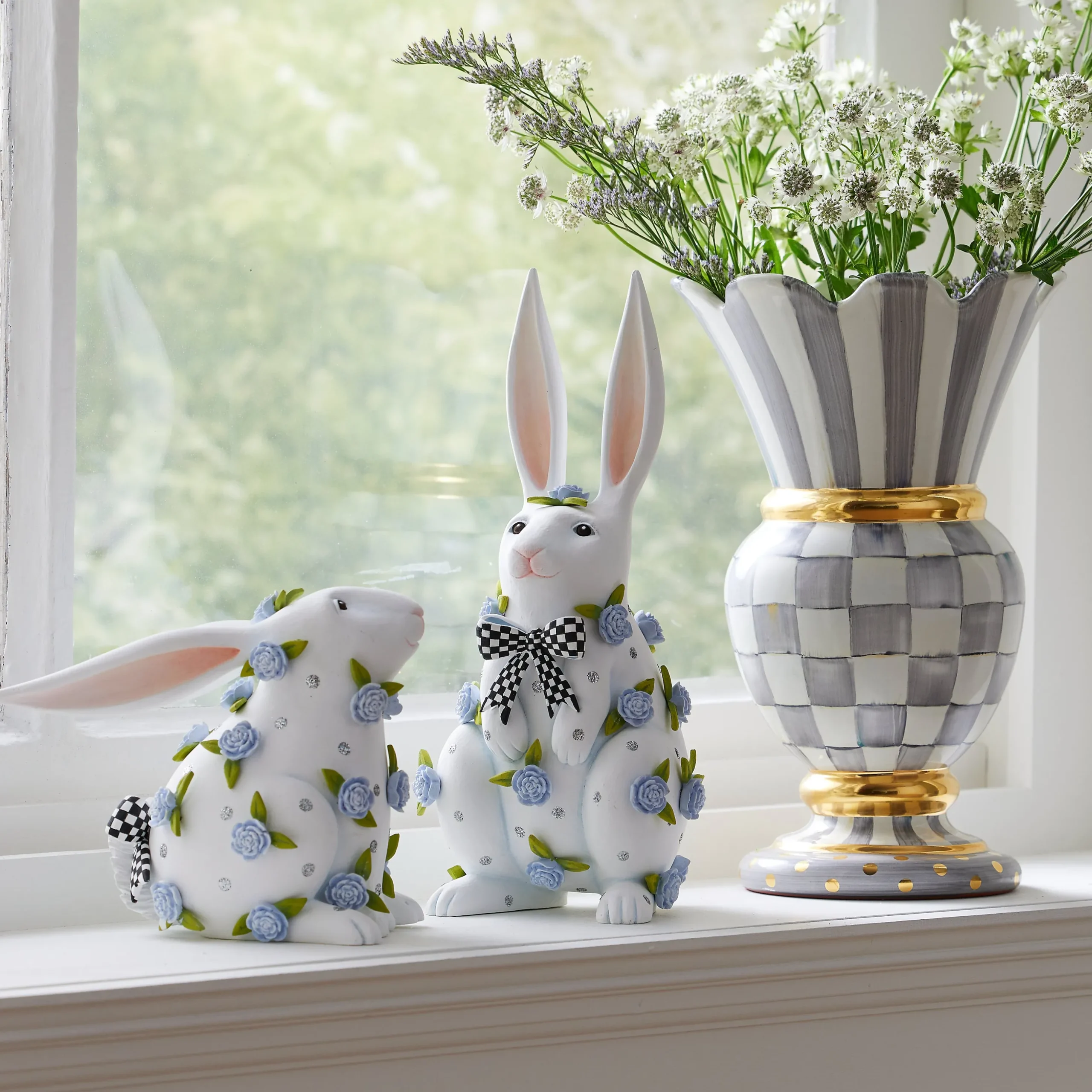 Patience Brewster Periwinkle Peony Standing Rabbit