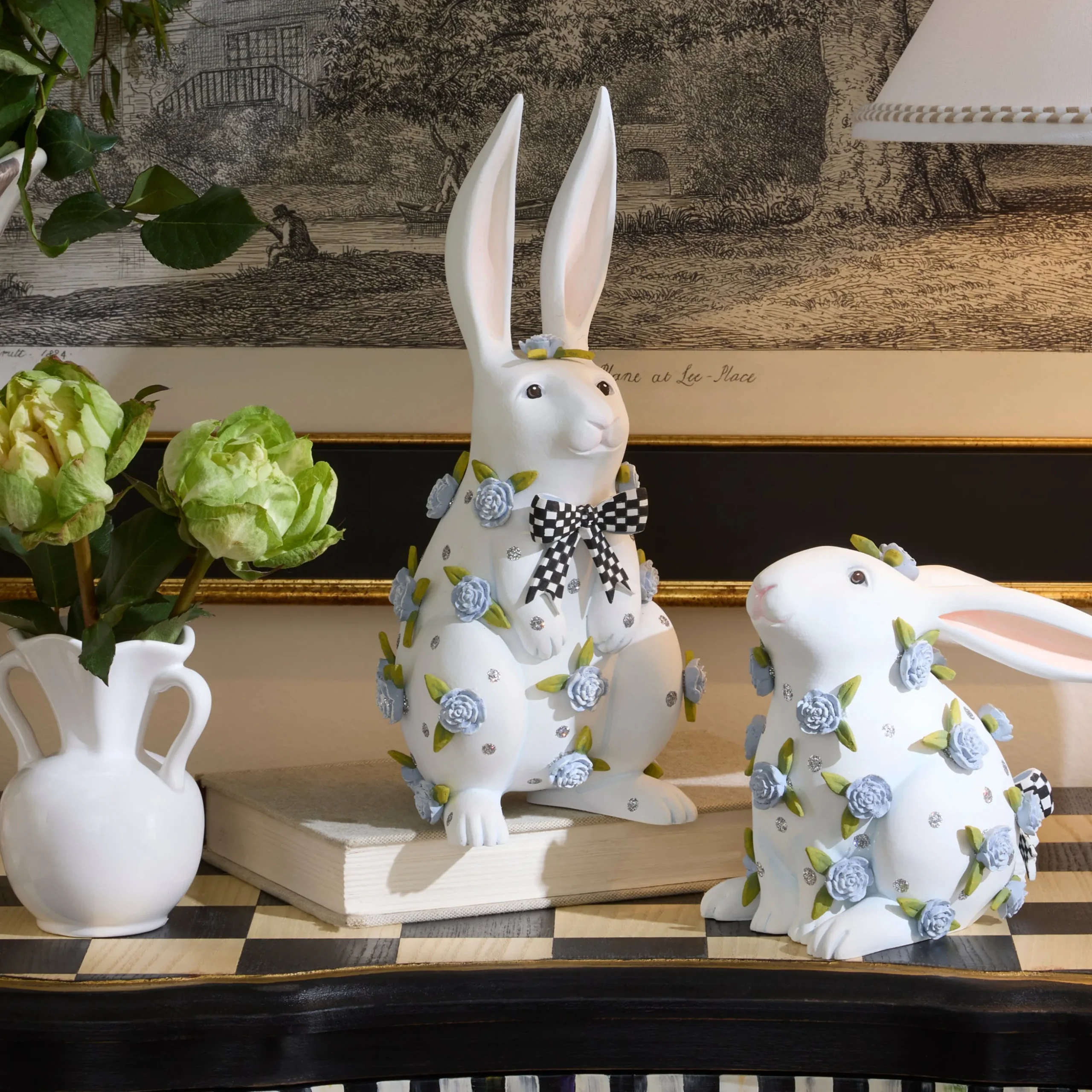 Patience Brewster Periwinkle Peony Standing Rabbit