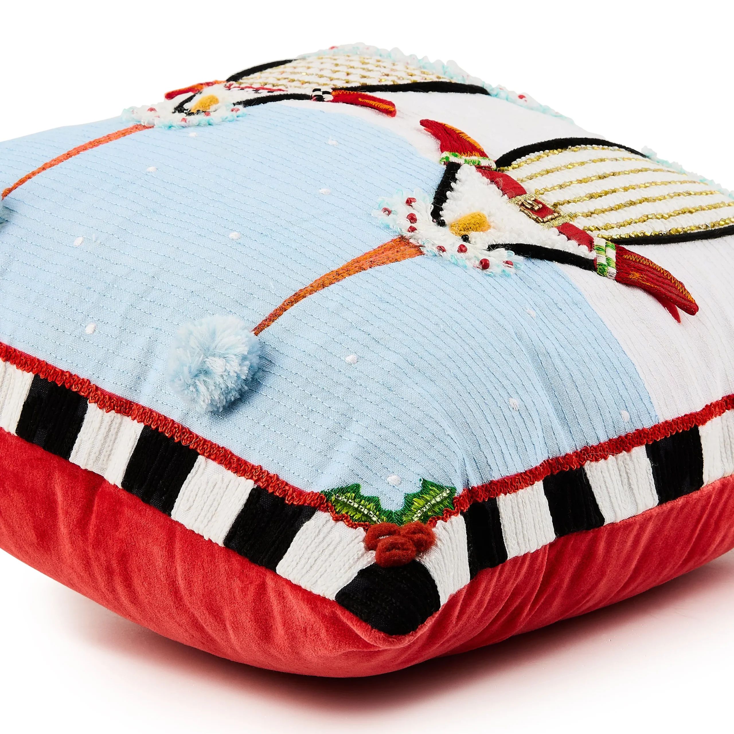 Patience Brewster Santa Penguins Throw Pillow