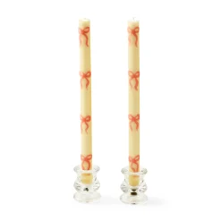 Pink Bow Dinner Candles, Set of 2