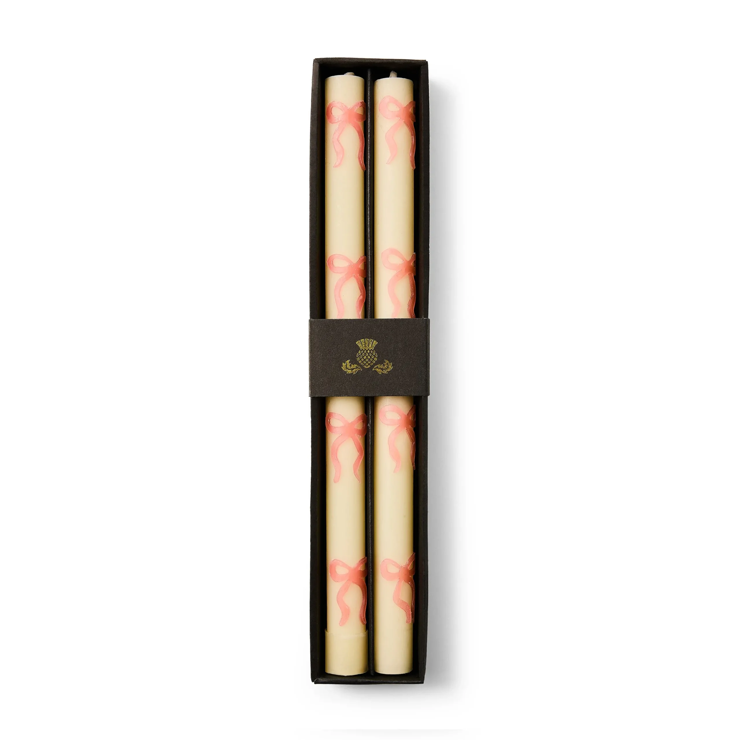Pink Bow Dinner Candles, Set of 2