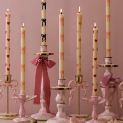 Pink Bow Dinner Candles, Set of 2