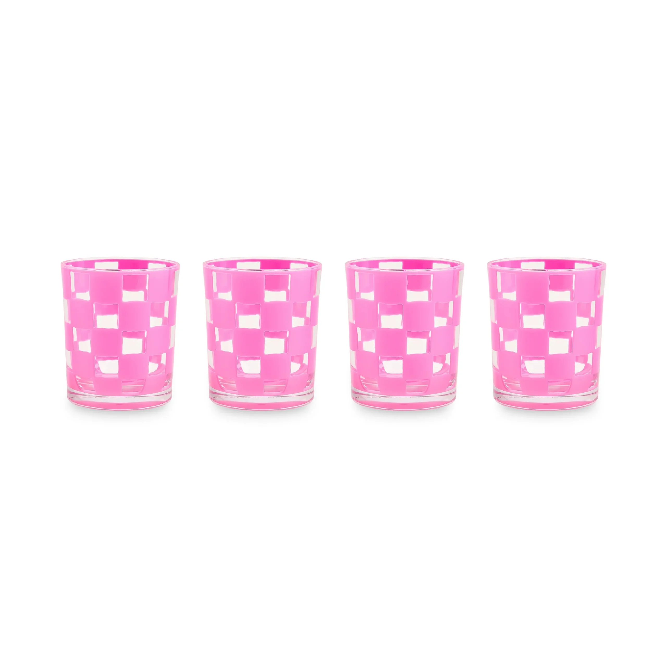 Pink Check Acrylic Tumblers, Set of 4