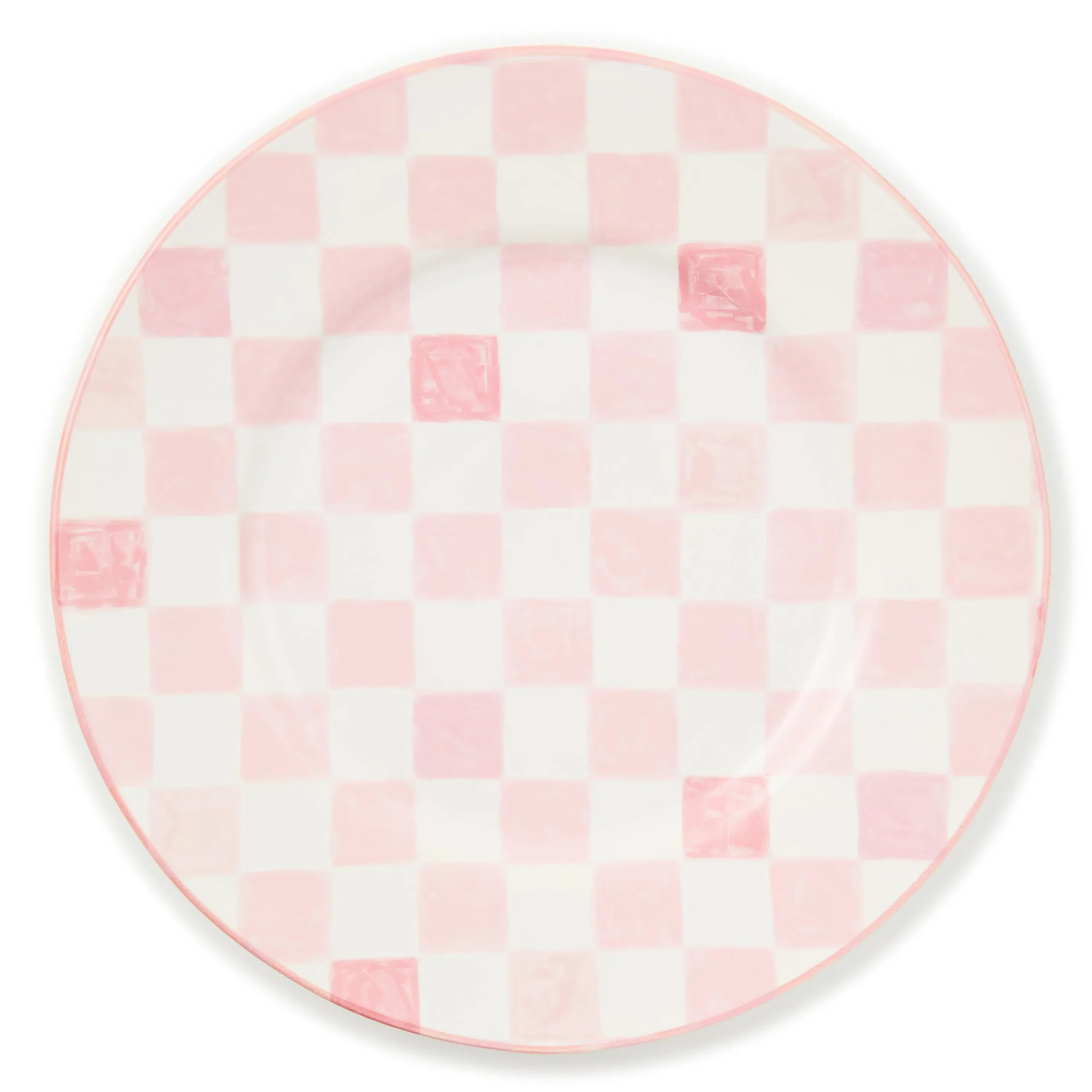 Pink Check Dinner Plate