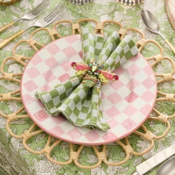 Pink Check Dinner Plate