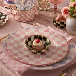 Pink Check Dinner Plate
