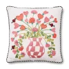 Pink Check Hearts Bouquet Throw Pillow