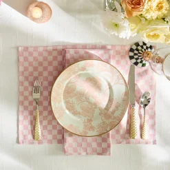 Pink Check Napkin, Set of 4