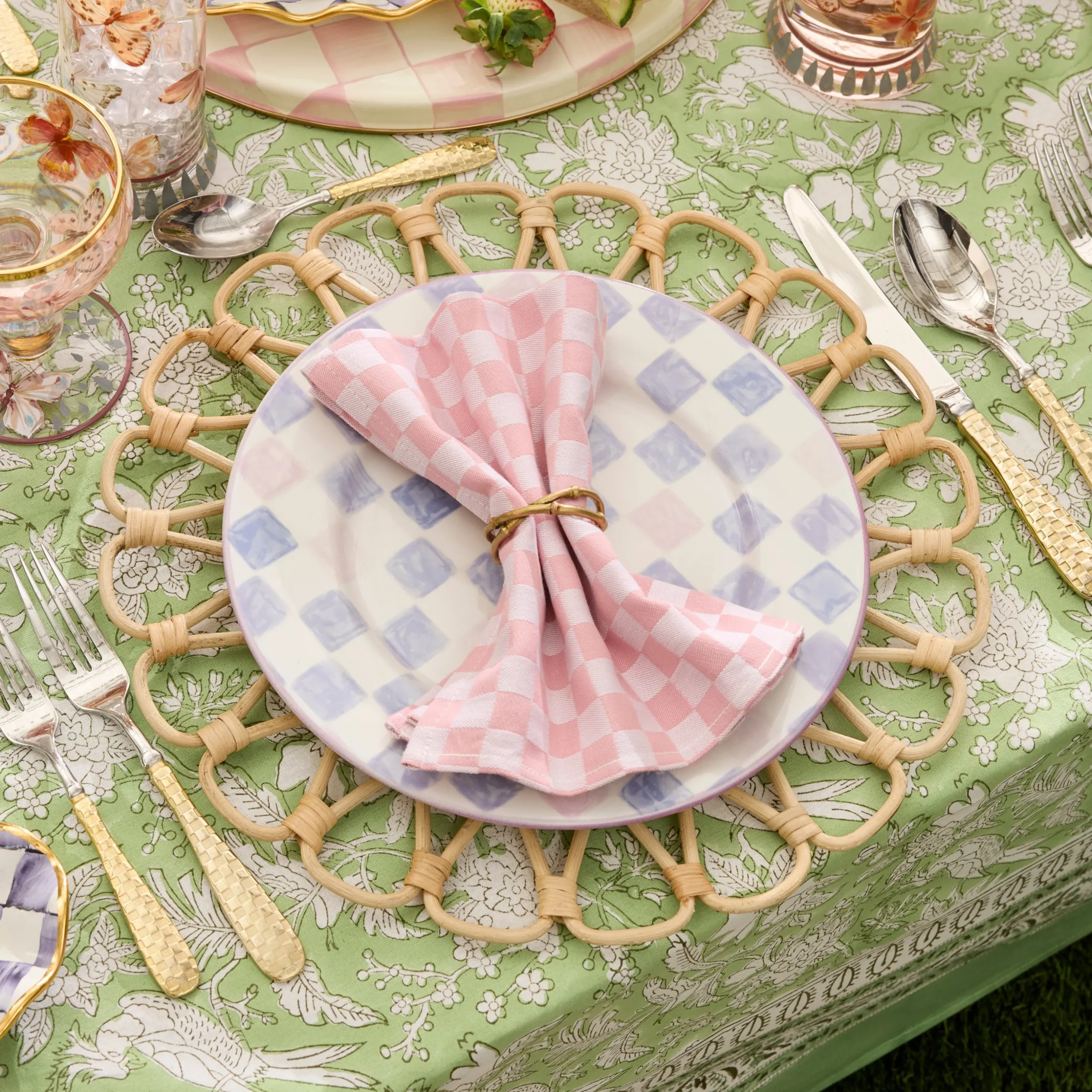 Pink Check Napkin, Set of 4