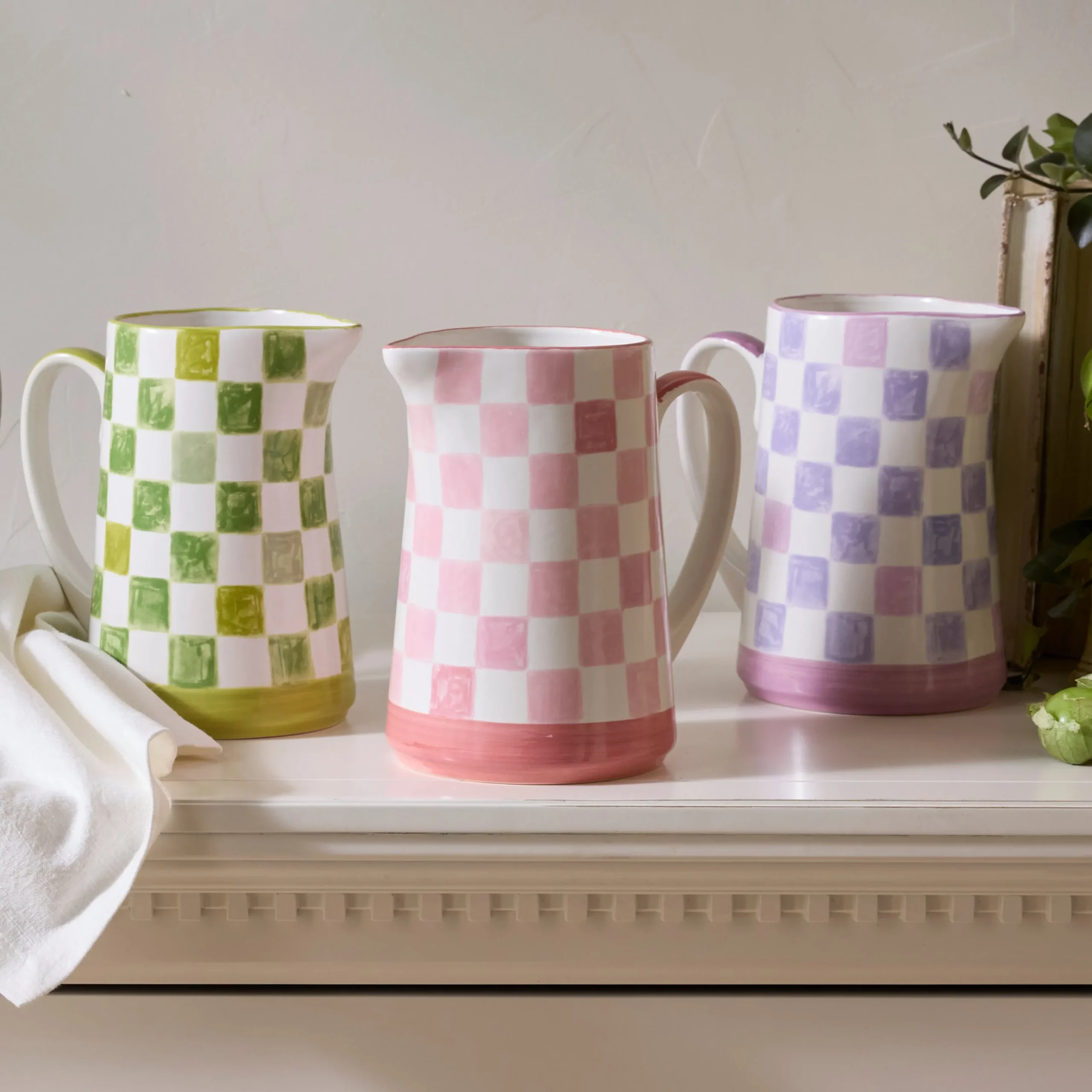 Pink Check Pitcher