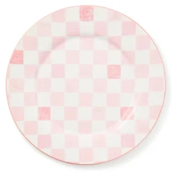 Pink Check Round Platter