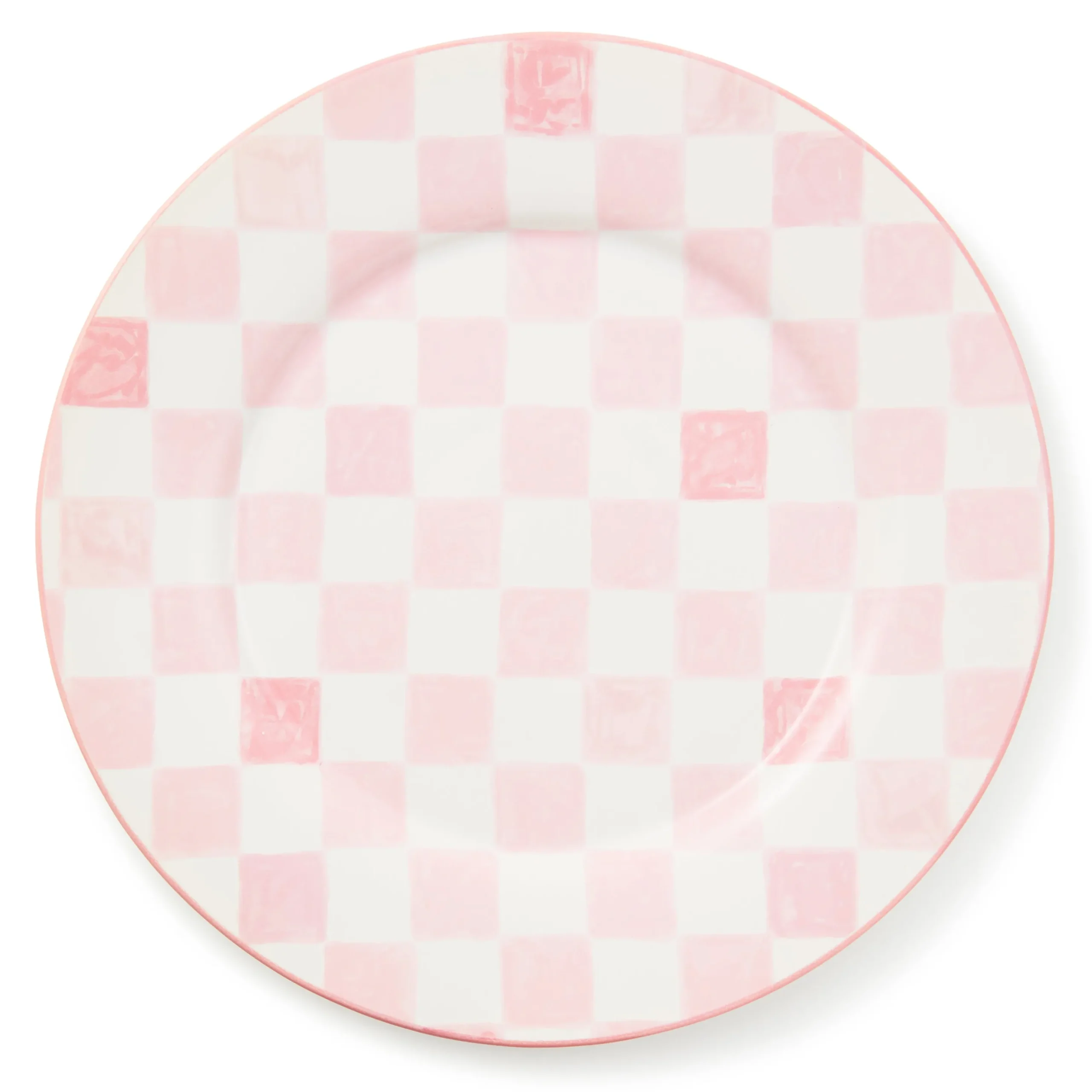Pink Check Round Platter