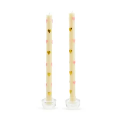 Pink Hearts Dinner Candles, Set of 2