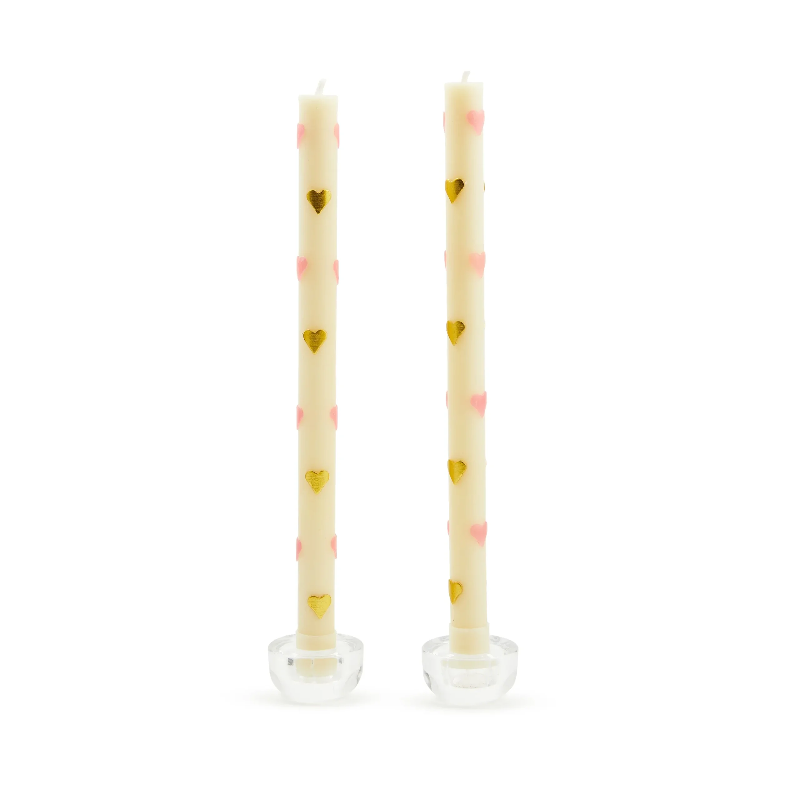 Pink Hearts Dinner Candles, Set of 2