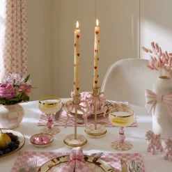 Pink Hearts Dinner Candles, Set of 2
