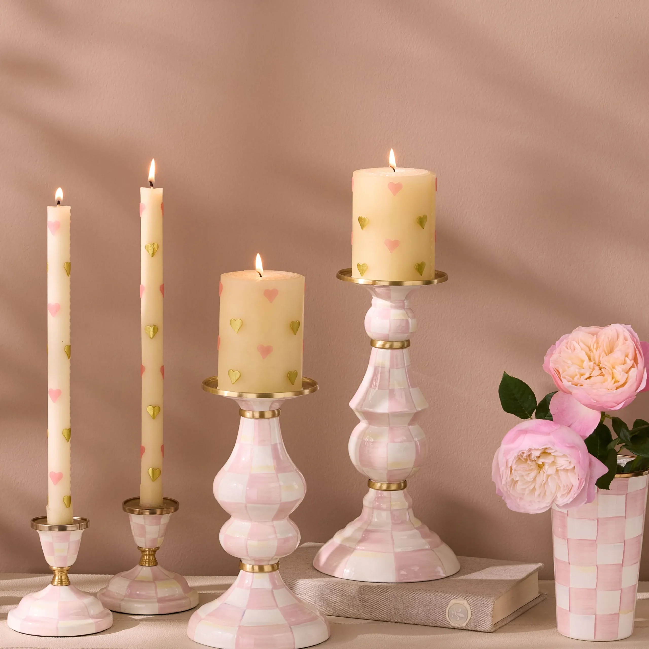 Pink Hearts 4" Pillar Candle