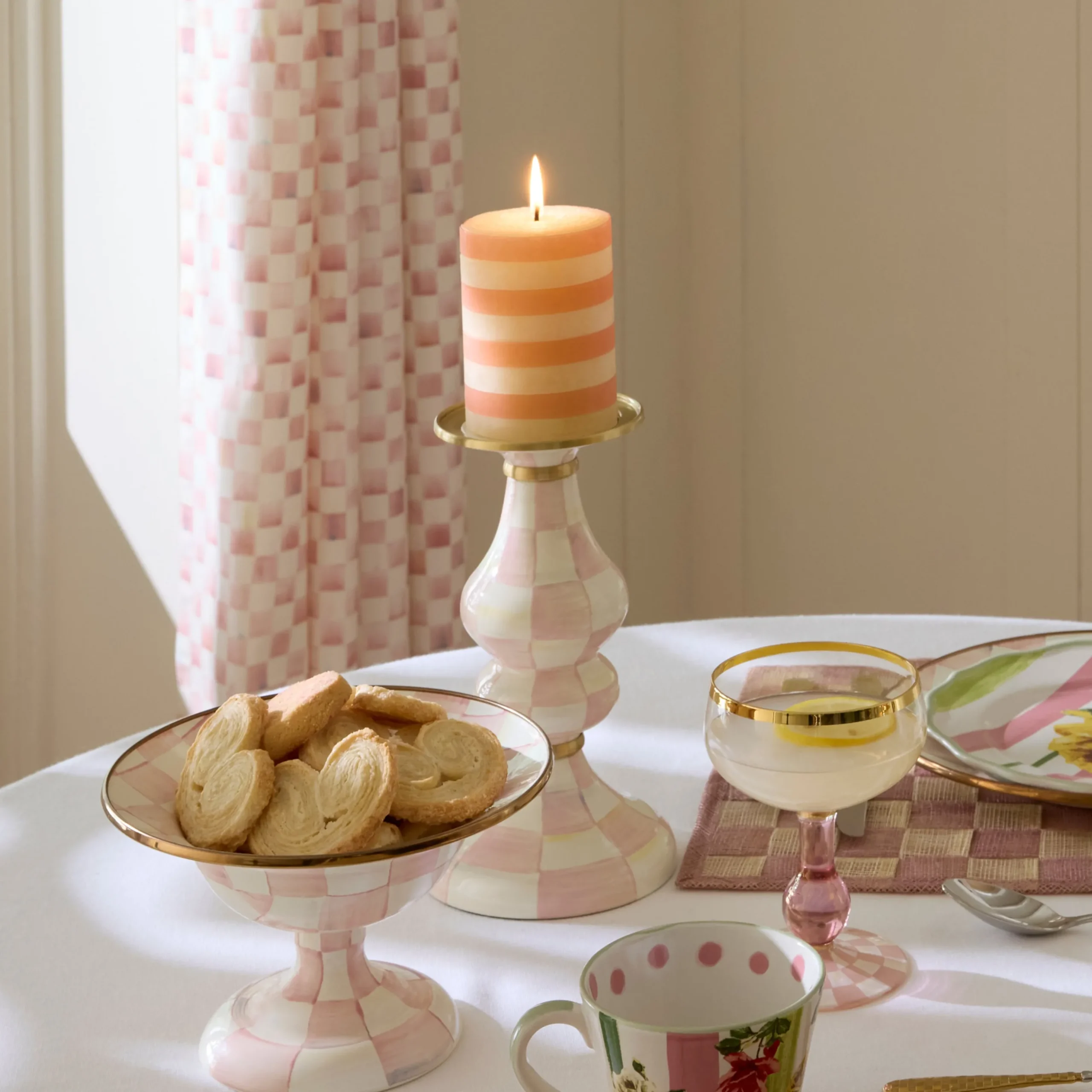 Pink Hearts 4" Pillar Candle