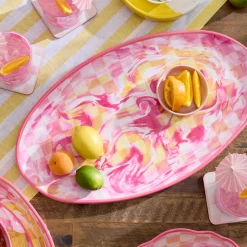 Pink Marble Check Melamine Oval Platter