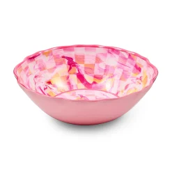 Pink Marble Check Melamine Serving Bowl