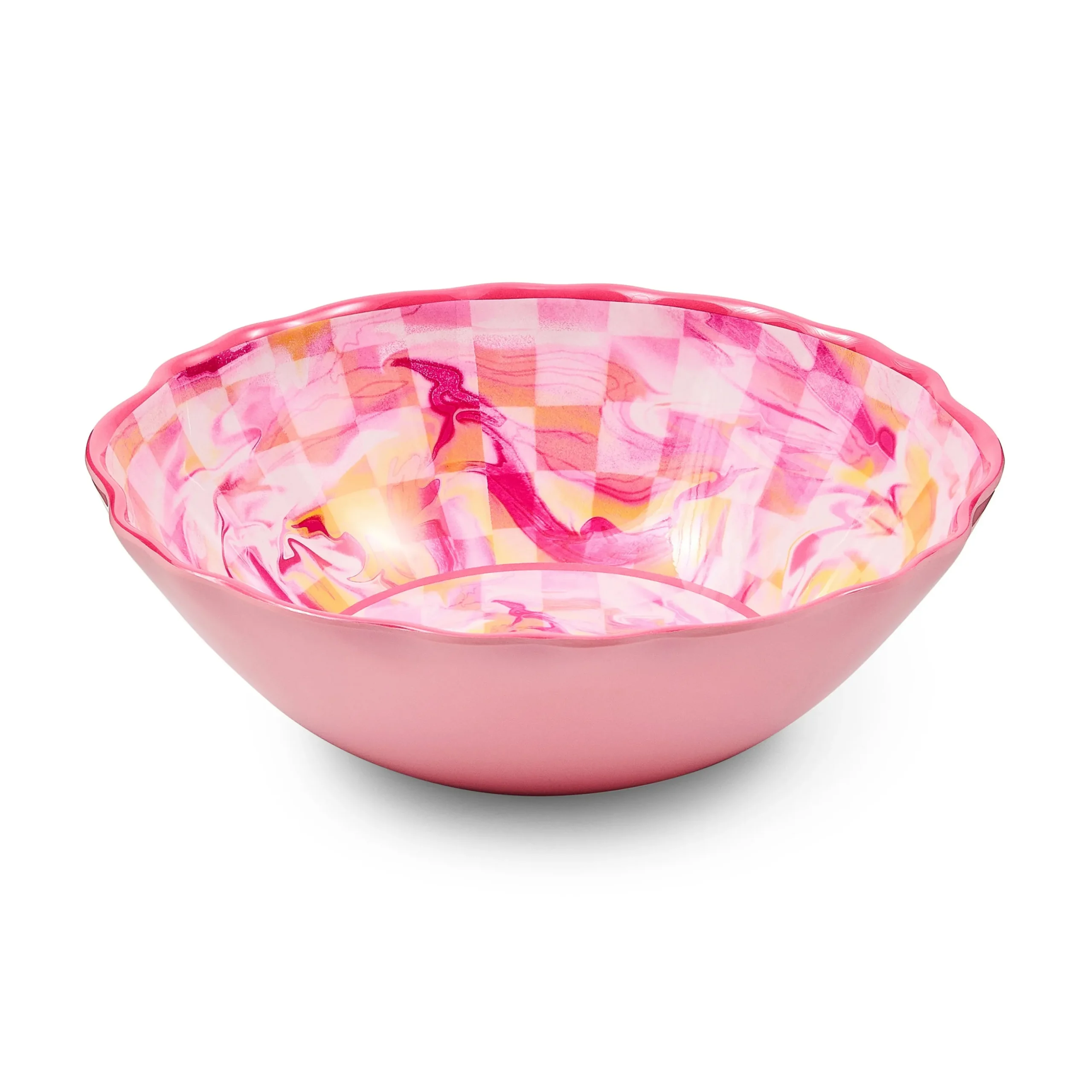 Pink Marble Check Melamine Serving Bowl
