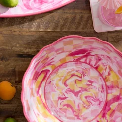 Pink Marble Check Melamine Serving Bowl