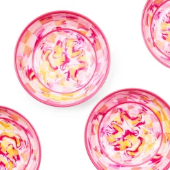 Pink Marble Check Melamine Small Bowls, Set of 4