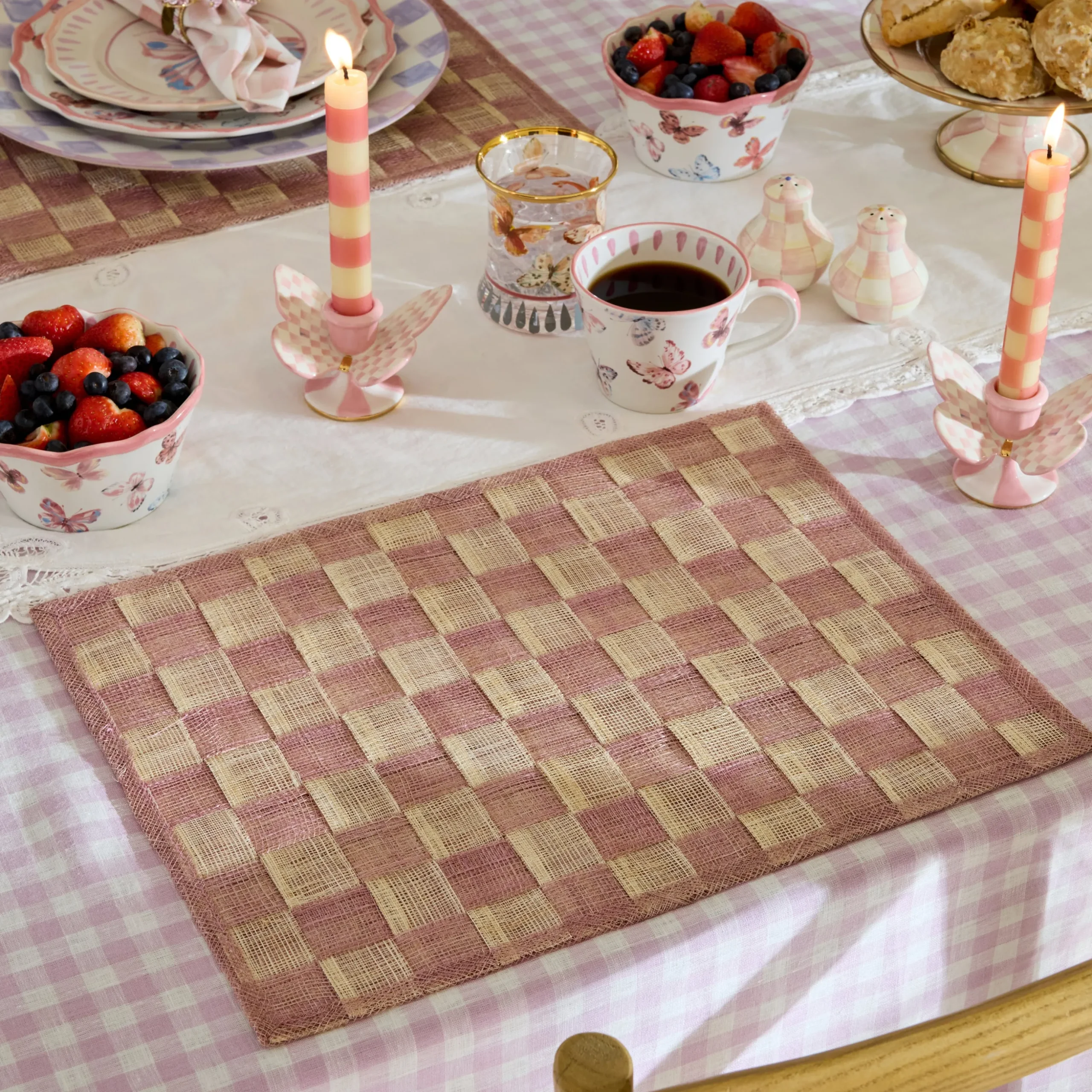 Pink Sinamay Placemats, Set of 4