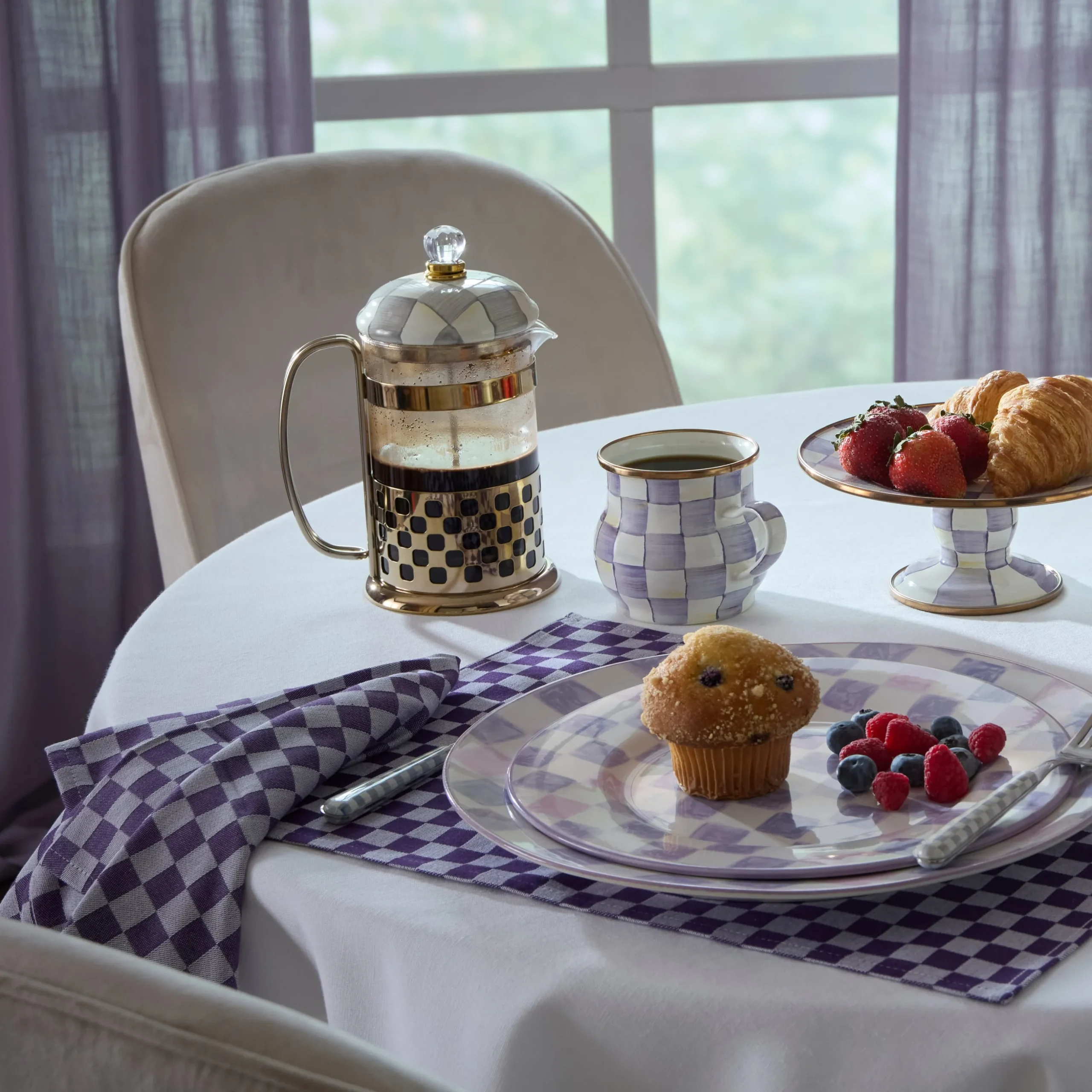 Plum Check Napkin, Set of 4